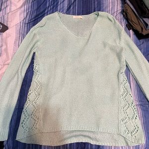 Blue Eyelet Sweater